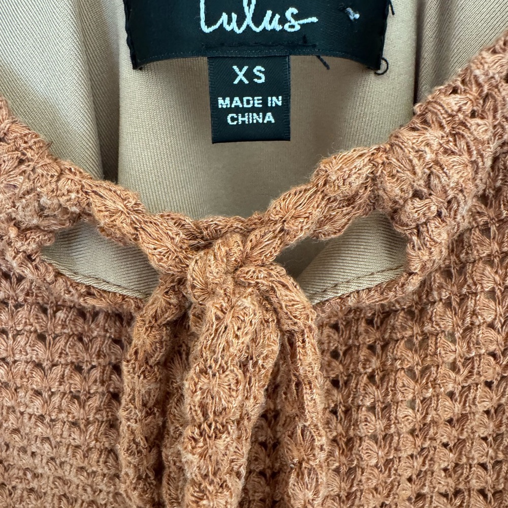 Lulu's Rust Color Textured Knit Bodysuit - Picture 6 of 6